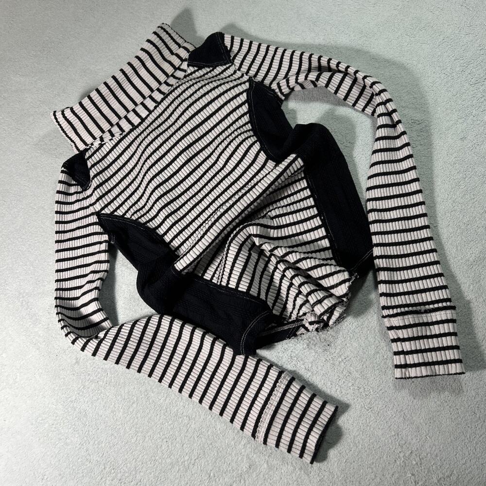 Y2k 2000s Free People Turtleneck Knit Stripe Sweater Extra Small Goth Medieval